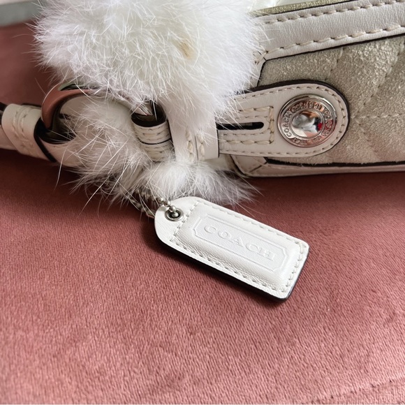 Coach White Satin Bag with Rabbit Fur Trim - Picture 2 of 7